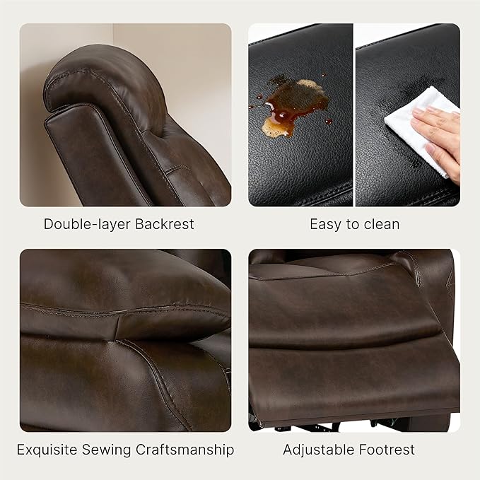 Power Recliner Chair Wall Hugger Recliner with Adjustable Headrest and Footrest Dual Motor Electric Faux Leather Reclining Sofa with USB/Type-C Charging for RV Living Room Bedroom