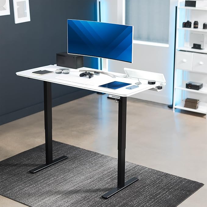 VIVO Universal 60 x 30 inch Table Top with Built-in Concealed Cable Trays for Standard and Sit to Stand Height Adjustable Home and Office Desks Full Size Mouse Pad White Desktop DESK-TOP3-W