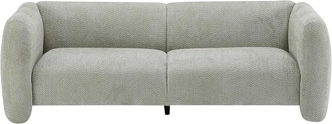 Christopher Knight Home Ahri 83'' Wood Frame Lounge Sofa Couch with Wave Design Soft Seating 3-Seater Sofa with Armrests Comfy Chenille Upholstered Home Sofa for Living Room Light Green