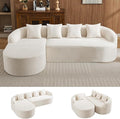 105.5 Boneless Curved Couch L Shaped 4-Seater Cloud Couch with Deep Seat Chaise Oversized Curved Sofa Chenille Modular Sectional Couches for Living Room No Assembly Beige
