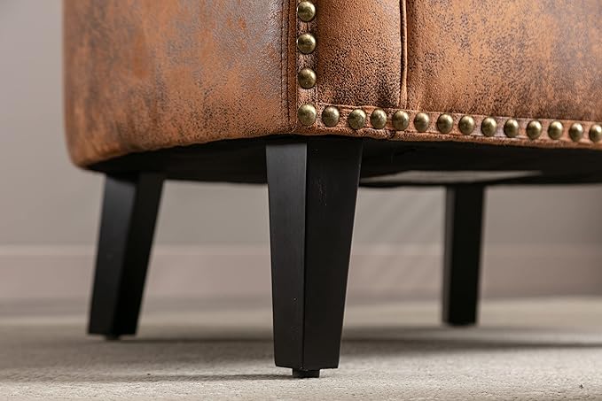 Accent Chair with Ottoman Mid Century Modern Barrel Chair Upholstered Club Tub Round Arms Chair for Living Room