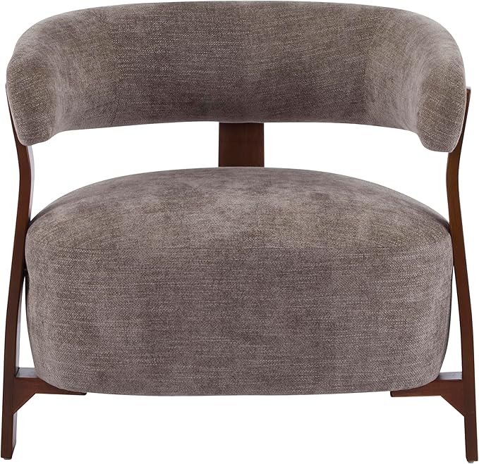 Christopher Knight Home Kled Upholstered Lounge Chair Indoor with Wooden Frame Modern Accent Chair for Living Room Comfy Reading Armchair with 3 Legs Design Thick Cushions Brown + Walnut