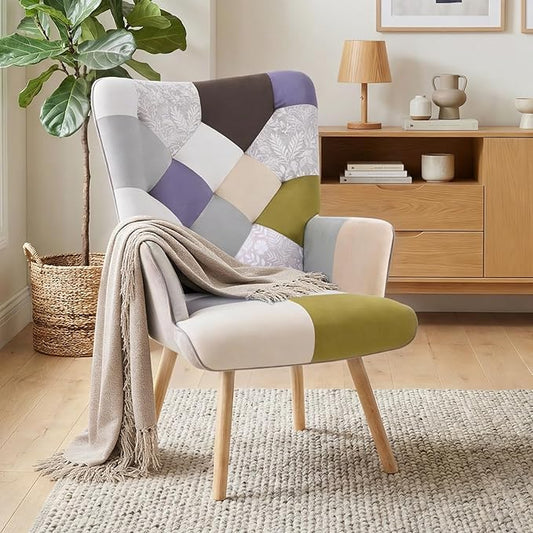Joysoul Living Room Accent Chair Modern High Back Arm Chair Houndstooth Pattern Bohemian Style Chairs for Bedroom Waiting Room