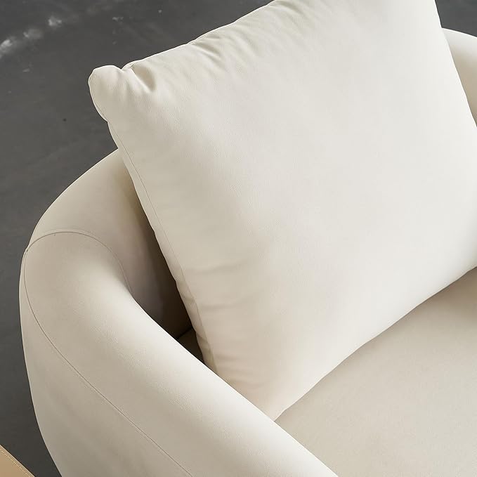 35.83'' W Luxury Modern Single ChairAccent ChairArm Chair for Living RoomBedroomWaiting RoomStainless Steel e and Base in Gold ColorUpholstered Soft Velvet Beige Color