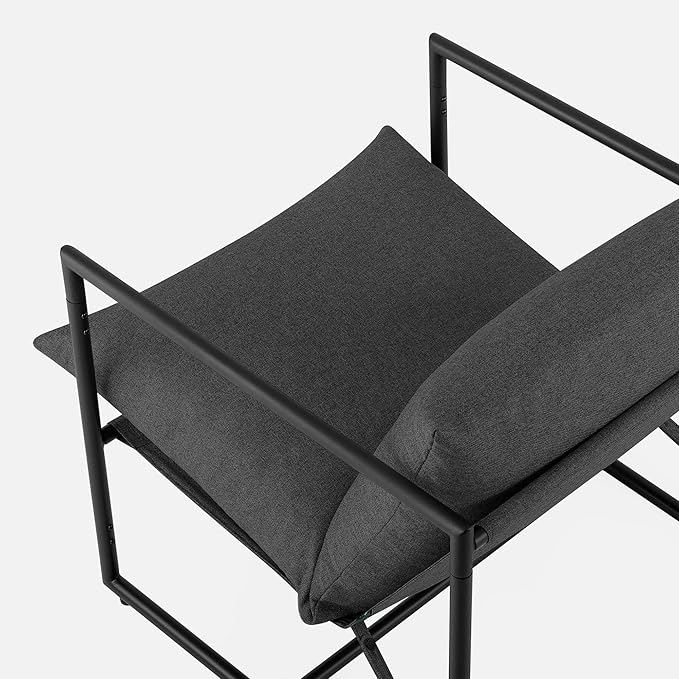 Zinus Aidan Sling Accent Chair Metal Framed Armchair with Shredded Foam Cushioning Dark Grey