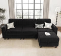 KKL Modular Sectional Sofa Bed with Storage Ottoman Convertible L/U-Shaped Sleeper Couch for Living Room Modern Reversible Design Black