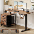 REAHOME Electric Standing Desk with Drawers 47 x 24 Inches Height Adjustable Sit Stand Desk with Storage 3 Memory Preset Home Office Computer Desk Printer Cabinet Cable Management Rustic Brown