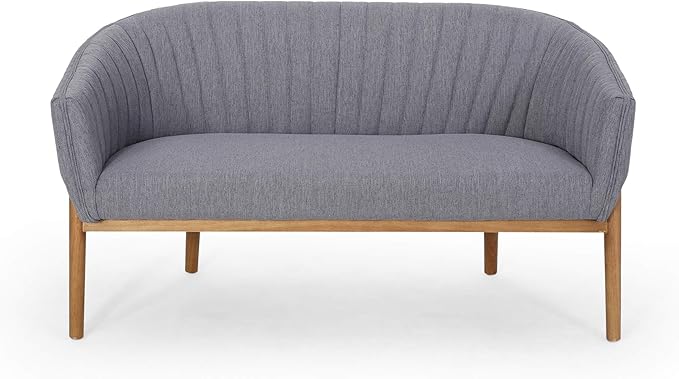Great Deal Furniture Noble House Galena Mid-Century Fabric Loveseat in Charcoal