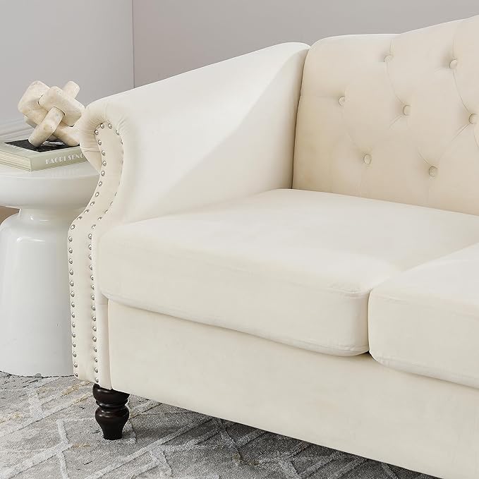 Modern Velvet Loveseat 57 Inch Sectional Couch Luxury 2 Seater Deep Couch with NailheadUpholstered Sofa for Living Room Bedroom Apartment