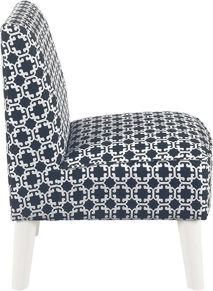 HomePop Youth Modern Armless Slipper Chair Indigo and White Lattice