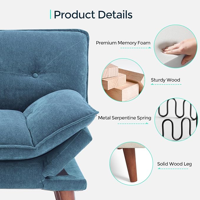 LINSY HOME Futon Sofa Bed 70 Futon Couch with Adjustable Backrest and Armrest Comfy Loveseat Convertible Folding Sleeper Sofa Couches for Small Spaces Living Rooms Apartment Office