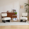 Christopher Knight Home Mores Low Profile Accent Chair Set of 2 Modern Living Room Armless Lounge Chair Fabric Comfy Reading Chair for Bedroom Wooden Frame and Thick Padded Seat Black+White