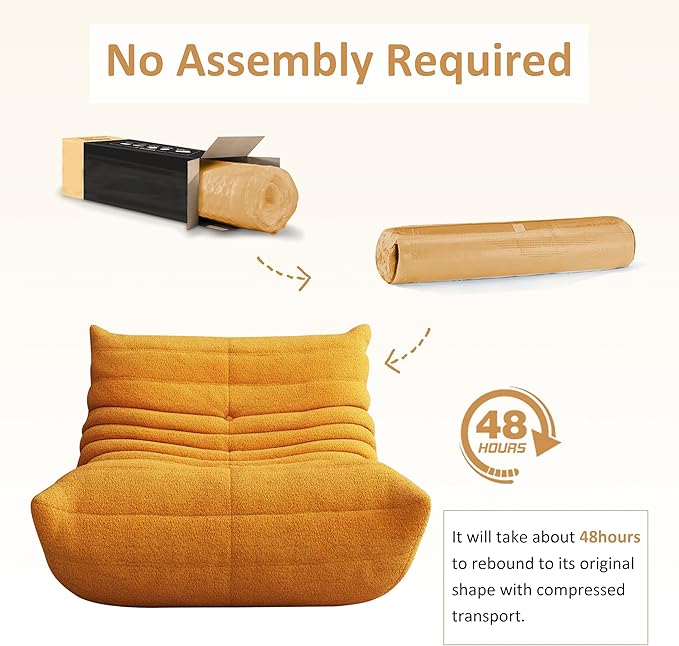 Bean Bag Chairs for Adults Floor Gaming Bean Bag Chair Memory Foam BeanBag Chair Bean Bag Sofa with Filler Faux Fur Fireside Beanbags Lazy Sofa for HomeApartment or Gaming Venue (Yellow Single)