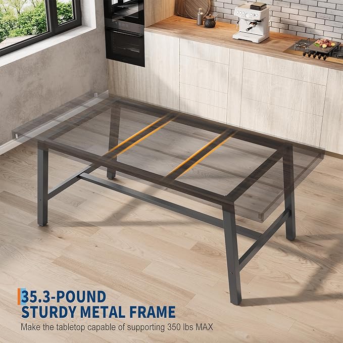 Garvee 70.87 Industrial Computer Desk Extra Long Large Executive Desk for Home Office Heavy Duty Rustic Wood &amp Metal Workstation Sturdy Study Writing Table Black