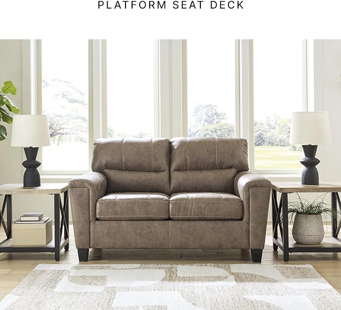 Signature Design by Ashley Navi Modern Loveseat with Removable Cushions Dark Brown