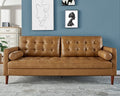 AMERLIFE Leather Sofa Mid-Century Modern Genuine Leather Sofa 3 Seater Comfy Couch for Living Room Home Office -Brown Leather Sofa Couch