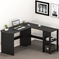 SHW 51 x 51 Inches L-Shaped Home Office Wood Corner Desk wtih Storage Black