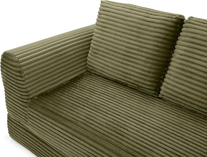 Foldable Boneless Love Seat Couches in a Box Modern Floor Foam Sleeper Sofa Bed 2-in-1 Convertible Cloud Sofa for Home Apartments Bedroom
