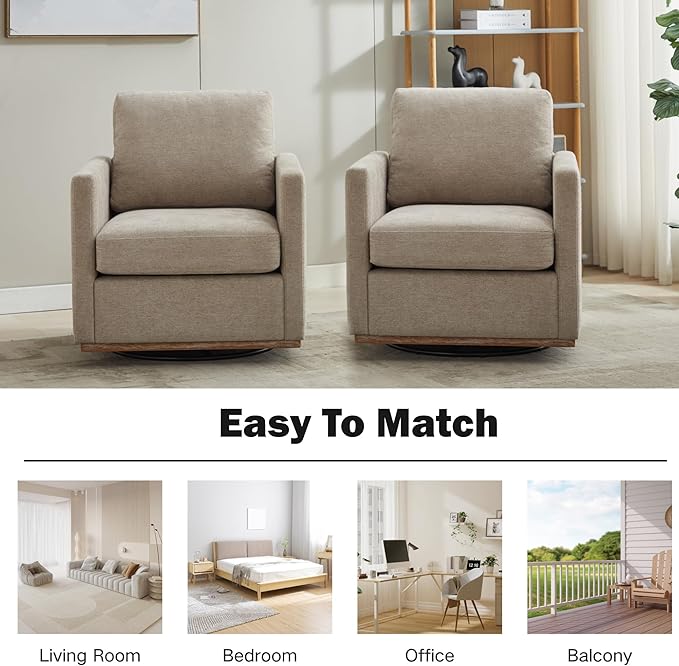 Chifee &amp Vingol 30.7 W Mid Century Modern Swivel Accent Chair for Living Room Set of 2Taupe