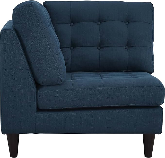 Modway Empress Mid-Century Modern Upholstered Fabric Corner Sofa In Azure