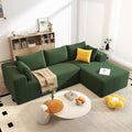 Boneless Couch with L-Shape Chaise 105 Couches for Living Room Corduroy Boneless Sofa w/27.56 Deep Seat Sectional Comfy Couch No Assembly Sofa Apartment/Bdrm Friendly Green