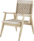 Deco 79 Jute Rope Handmade Living Room Accent Chair Side Chair with Brown Mango Wood Frame Corner Chair 23 x 23 x 33 White