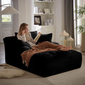 49.2 Oversized Chaise Lounge Chair IndoorCorduroy Boneless Reading Chair with 3 PillowsDeep Seat Cloud Sofa BedComfy Modern Sleeper Chairs in Box for Living Room BedroomNo Assembly(Black)