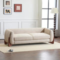 Christopher Knight Home Almab 82 Inches Sofa Couch Cozy Boucle Upholstered 3-Seater Sofa Wood Frame Couch Comfy Couches for Living Room and Office Modern Sofa Lounge Seating Almond