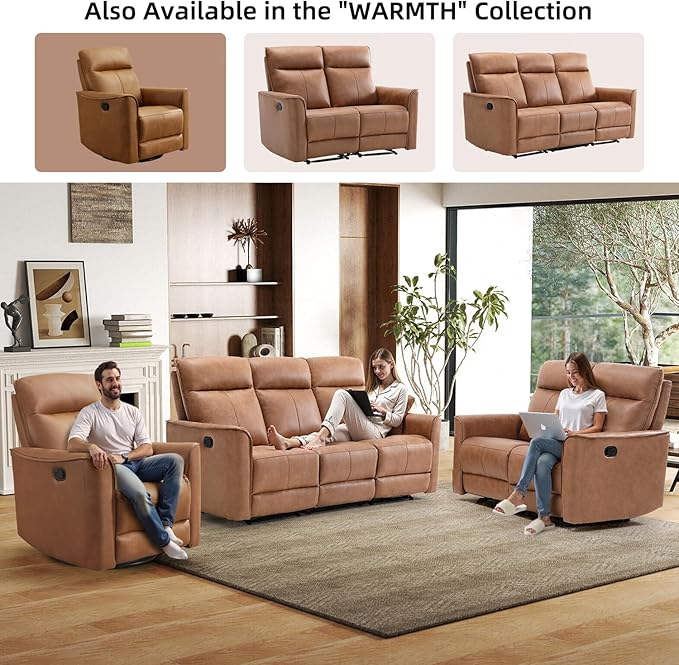 CANMOV Swivel Rocker Recliner Glider Rocking Chair Nursing Chairs Swivel Glider Recliners with Soft Backrest Leathaire Manual Reclining Sofa for Living Room Bedroom Apartment Brown