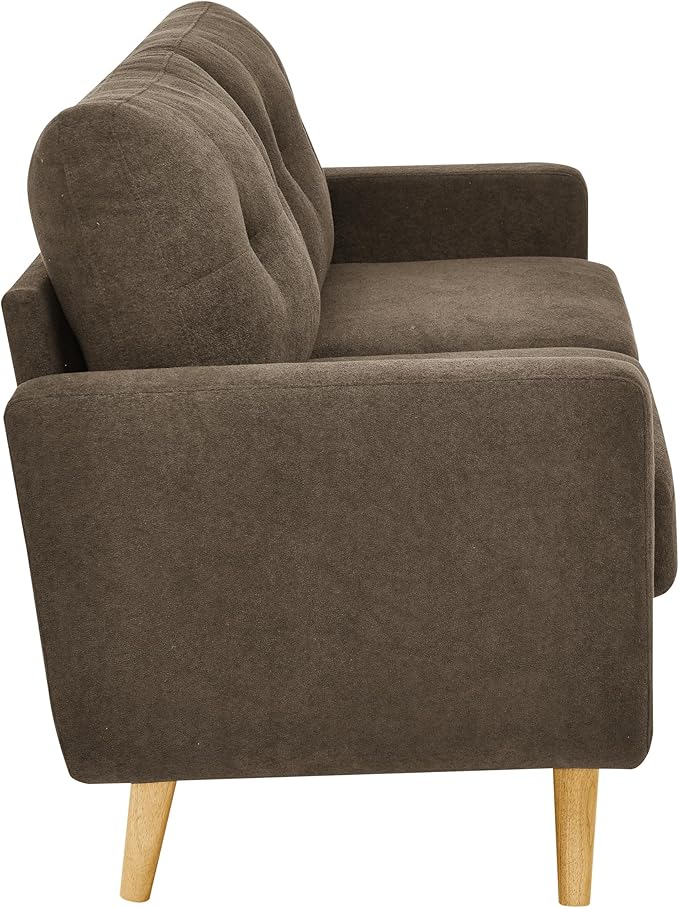 Brown 67 Loveseat Sofa Couches for Small Spaces Mid Century Love Seat Couches for Living Room Upholstered 2-Seater Small Couch for Bedroom ApartmentSolid Wood Legs Easy Assembly (Brown)