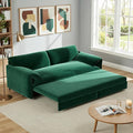 Homy Casa 66 3-in-1 Convertible Sofa Bed Queen Size Pull-Out Bed with Side Storage Velvet Loveseat Modern Sleeper Sofa for Living Room Office or Guest Room (Green)
