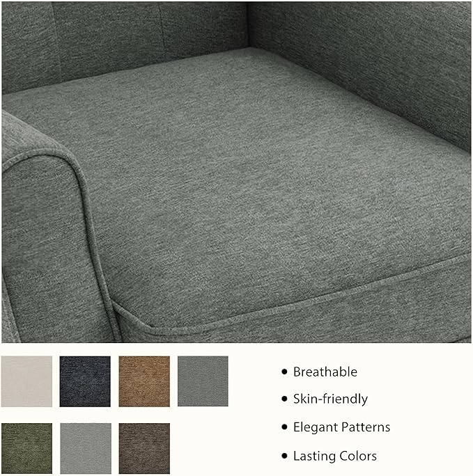Lumibee High Back Accent ChairUpholstered Wingback Armchair with Solid Wood Legs for Small SpacesComfy Single Sofa Chair for Living RoomBedroomOffice-Gray