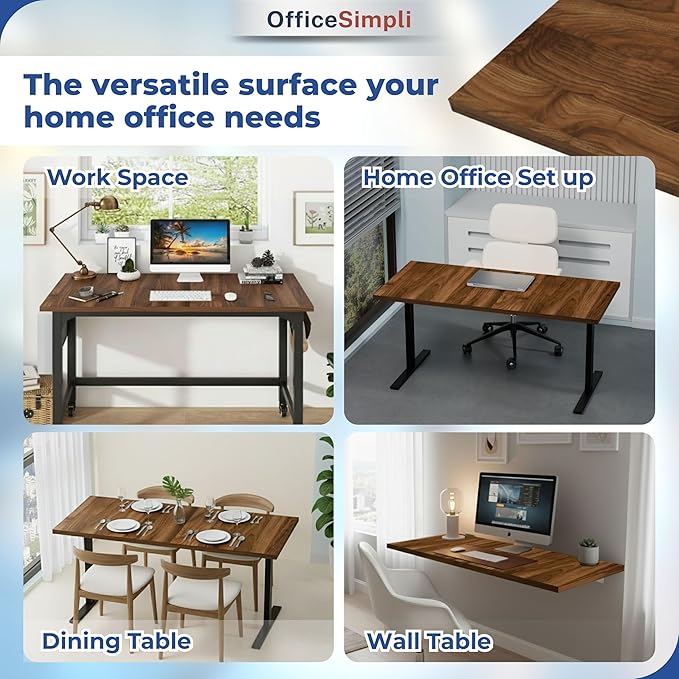 OfficeSimpli 60 x 30 Inch Desk Top Made in USA Replacement Table Top for Sit-to-Stand Adjustable Desk Frame Countertop Workbench for Classroom Home and Office (Desk Top only) - California Walnut