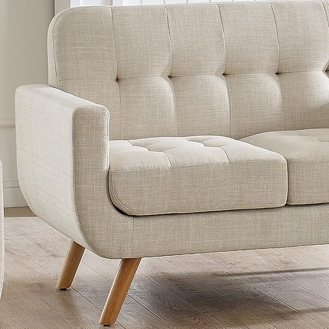 Rosevera Elena Contemporary Accent Armchair with Linen Upholstery Living Room Furniture Beige