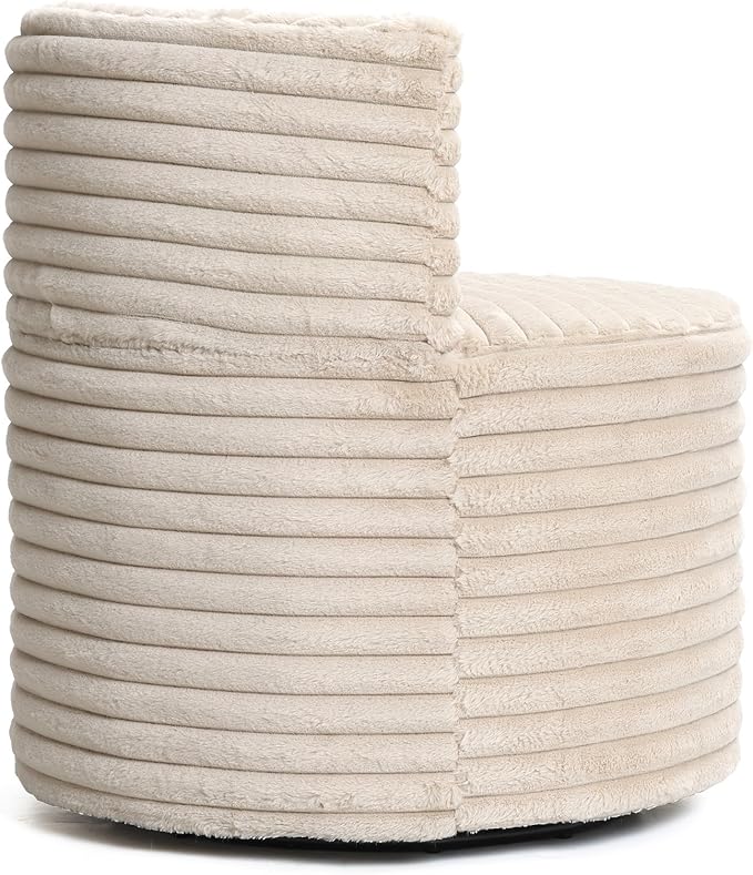 LuxenHome Swivel Barrel Accent ChairModern Upholstered Boucle Armless Chair with 360 Degree for Living Room Bedroom NurseryElegant Comfy Single Sofa Club Chair with Soft Padded ArmrestLight Brown