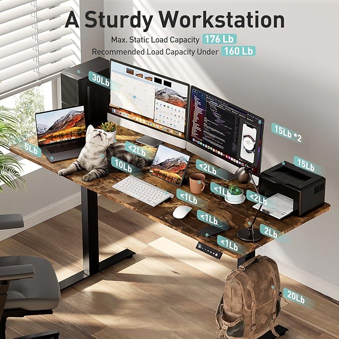 Singel Motor Standing Desk 55 inch Brown