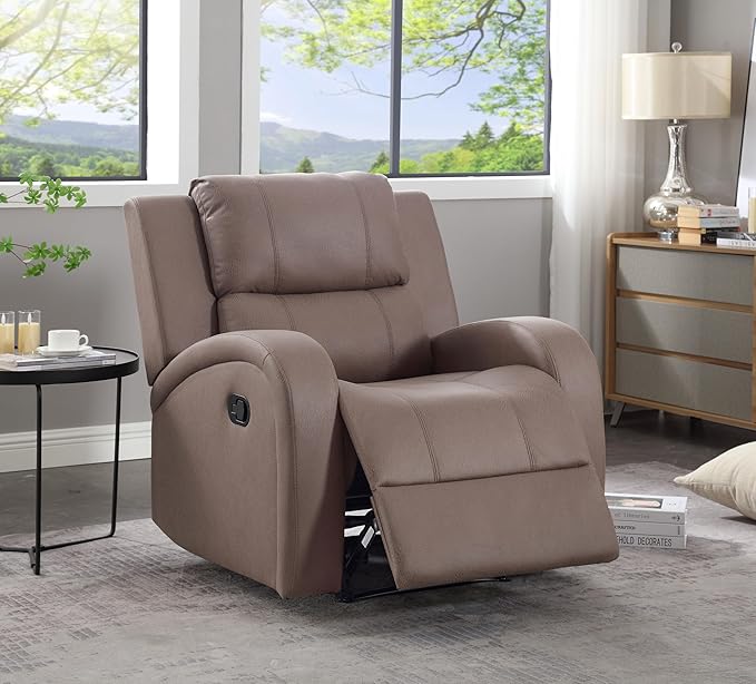 Modern Faux Leather Manual Recliner Chair for Living Room Study or Bedroom - Compact &amp Comfortable