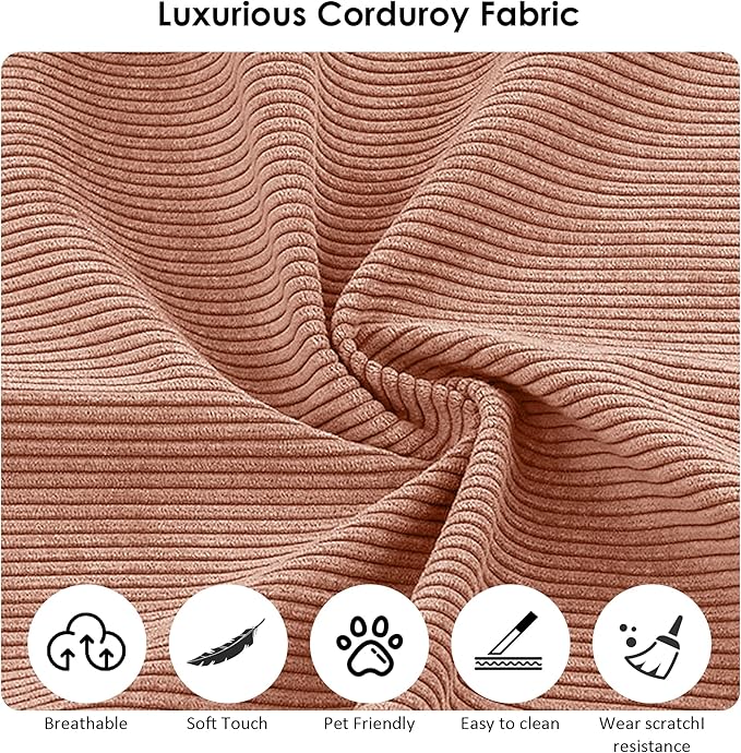 80 Convertible Sofa Bed Corduroy Deep Seat Folding Pull Out Couch with Pillows No Assembly Modern Boneless Couch Compression Sofa in Box Floor Sofa with Storage Pocket for Living RoomPink