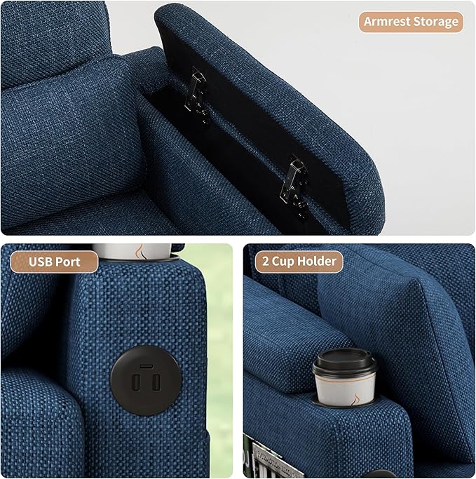 81 L-Shaped Sectional Sofa Couch Pull-Out Sleeper Sofa Bed with Storage Chaise Double Cup Holders Dual USB Charging Ports Couches for Living Room Apartment