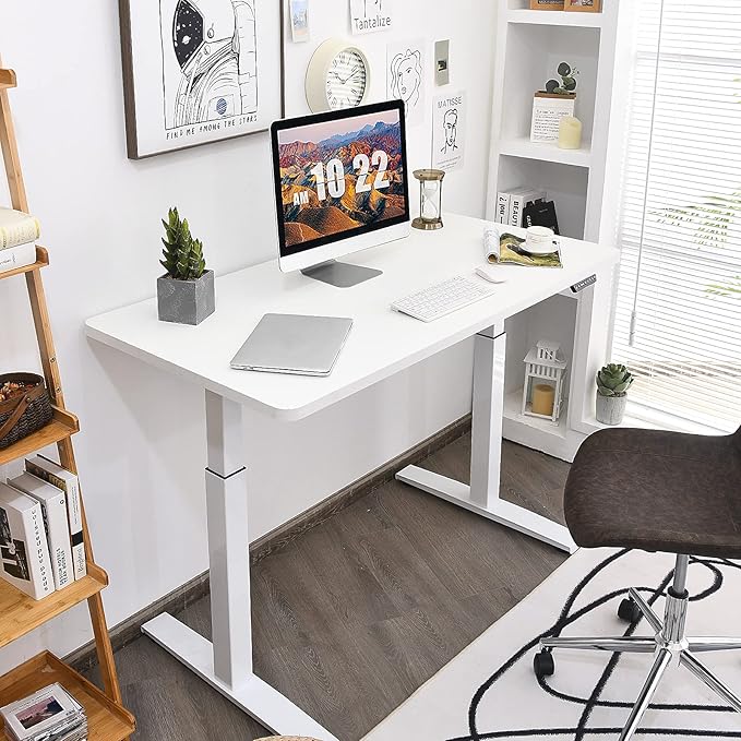 Tangkula Electric Standing Desk Frame Height &amp Width Adjustable Motorized Sit Stand Desk Base Ergonomic Single Motor Stand Up Workstation w/Memory Controller Standing Desk Legs