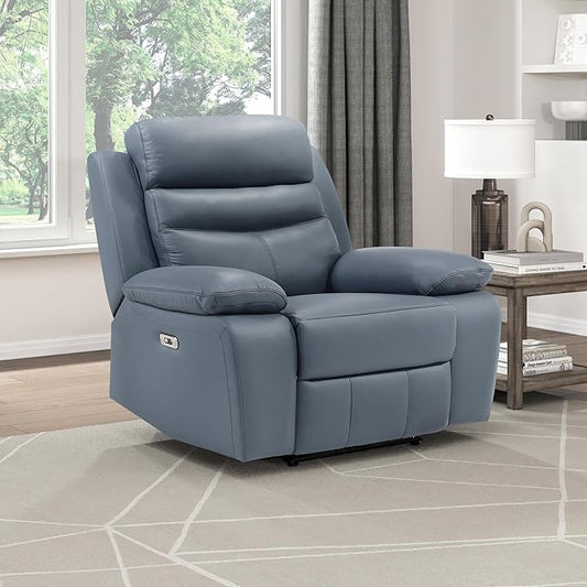 Lexicon Recliner Chair Living Room Leather Match Reclining Sofa Chair Home Theater Seating Wall Hugger Recliner Power Recliner Sofa Chair for Living Room/Office/Apartment Blue