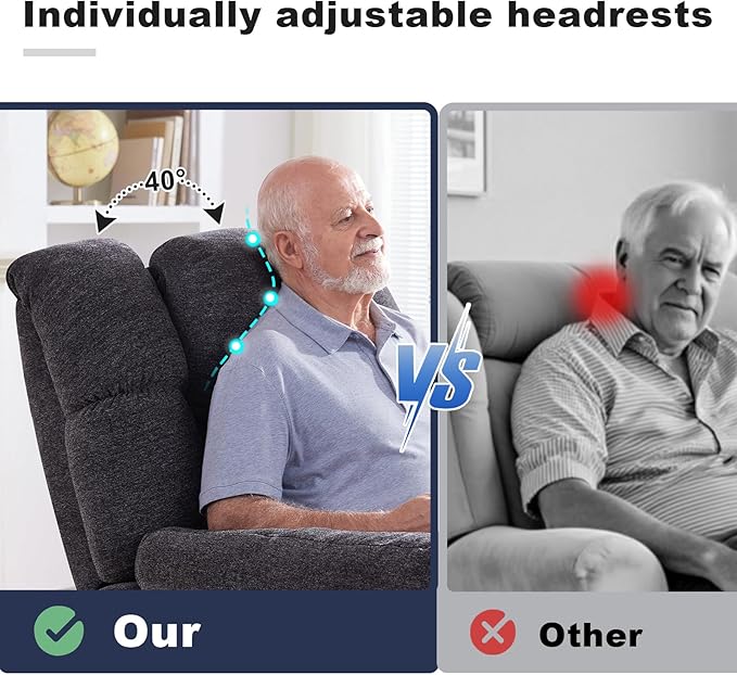 Triple Motor Power Lift Recliner Chair with Massage and Dual Heat for Elderly People Zero Gravity Lay Flat Recliner Infinite Position USB Ports（Grey）