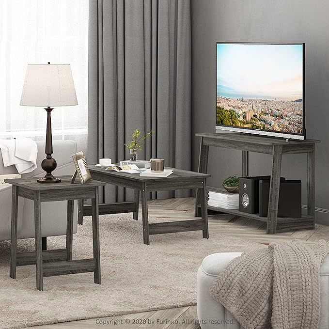Furinno BEGINNING TV Stand 2-Tier Entertainment Center with Open Shelf TV Console for TV up to 36 Inch for Living Room Bedroom French Oak