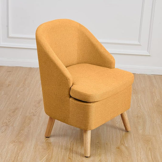 Accent Upholstered Club Cute Dirty Yellow Tub Chairs with Barrel Style Comfortable Round Side Sofa Chair Sitting Sofa Chair for Living Room Bedroom Small Spaces
