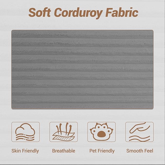 105'' Cloud Sectional Couch Modular L-Shaped Boneless Sectional Sofa Corduroy Deep Seat Couch Small Space Sofas for Living Room Bedroom Apartment No Assembly Grey