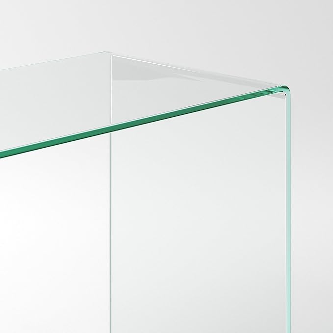 Neos Modern Furniture Bent Glass Computer Desk Rectangular Shaped PC Laptop Workstation Table for Home Office Clear