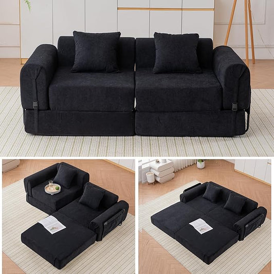 GNIXUU 71.3 Convertible Sleeper Sofa Bed Modern Convertible Boneless Couch with Foldable/Pull Out Bed Modular Loveseat Futon Couch with Pillows &amp Storage Pocket for Living Room &amp Bedroom B