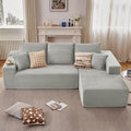 107 Cloud Sectional Couch with L-Shape Chaise Modern Modular Comfy Sofa Chaise Longue Upholstered Corduroy Couches Sleeper with Deep Seat for Living Room Bedroom No Assembly Required Grey