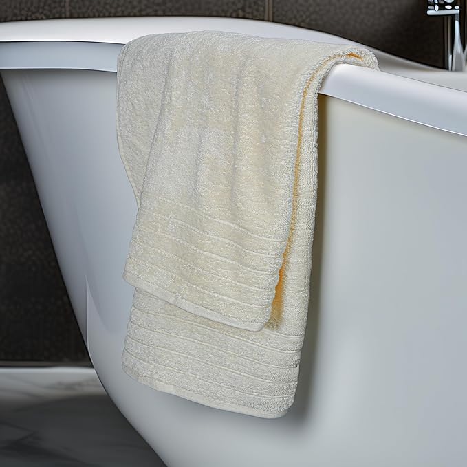 Tens Towels Pack of 2 Extra Large Bath Sheets 35 x 70 Inches 100% Cotton Larger &amp Lighter Weight Quicker to Dry Super Soft &amp Absorbent Oversized Bath Towels Cream