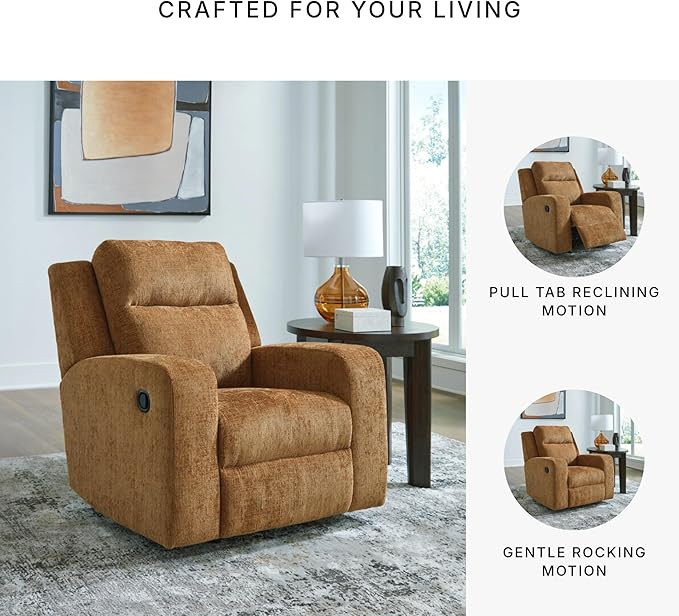 Signature Design by Ashley Kanlow Modern Manual Rocker Recliner Light Brown